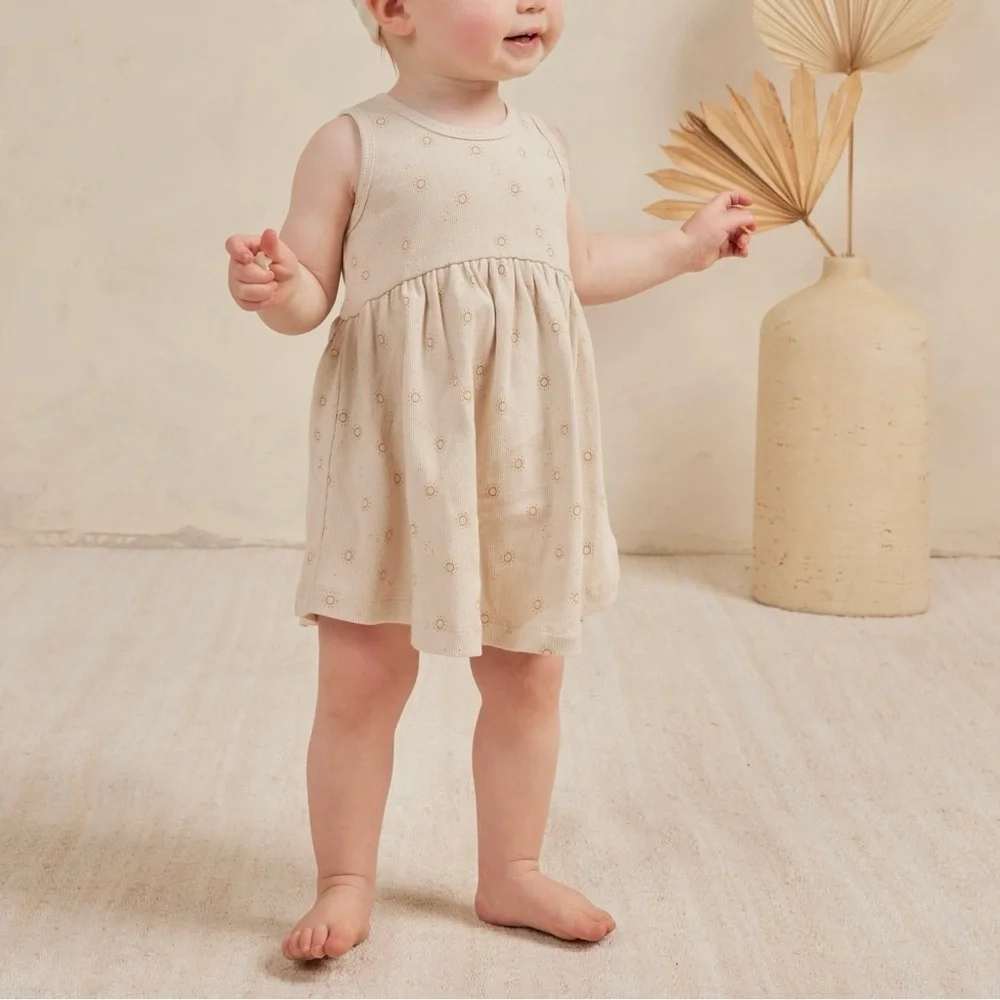 Quincy Mae Ribbed‎ Tank Dress and Bloomers, Suns (4-5Y)
